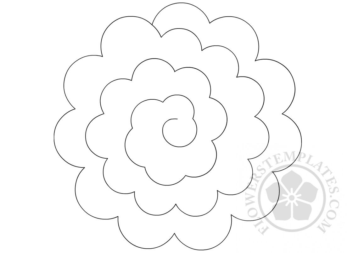 paper rolled rosette template Flowers Templates