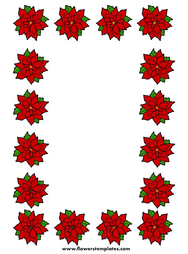 Frame With Red Poinsettias - Flowers Templates